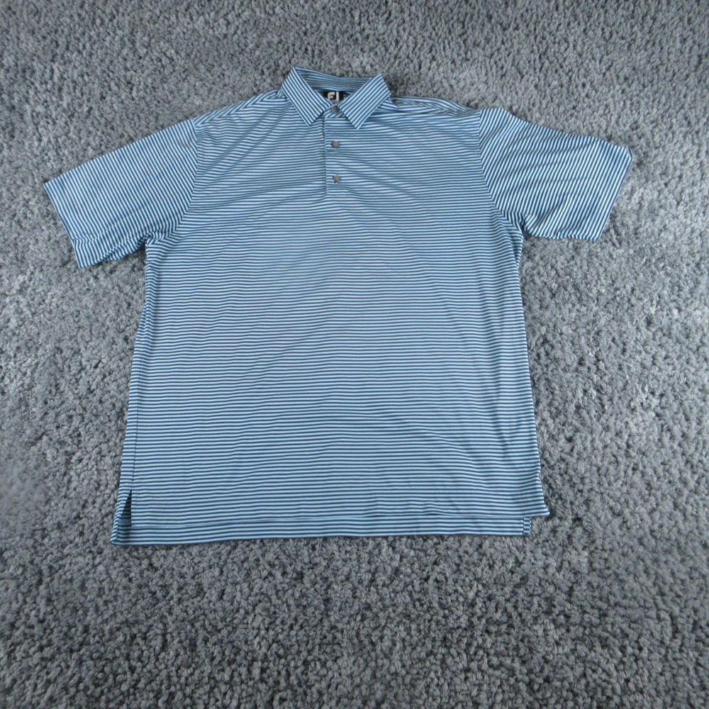 FootJoy Shirt Mens Extra Large Blue Striped Short Sleeve Golf Polo